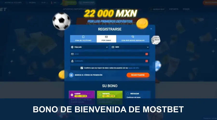 Bono de bienvenida de Mostbet